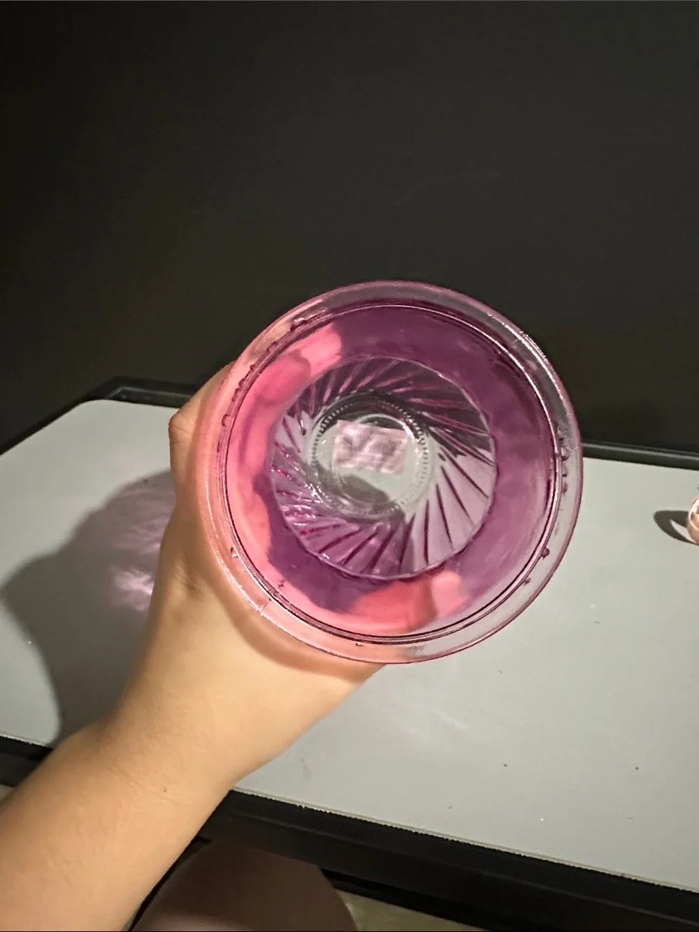 Ribbed Pink Glass Vase for Home Accents